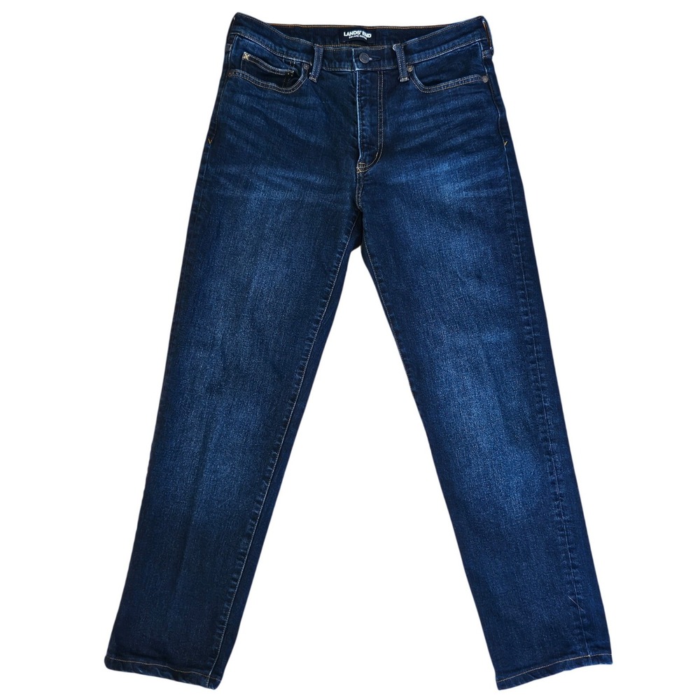 Lands End Square Rigger Jeans 31 Traditional Fit Dark Wash Straight Leg Blue
